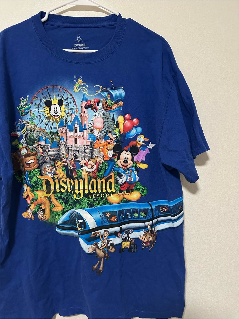 Disney Pixar Disneyland Resort Mickey & friends Blue Character Collage T-Shirt - Picture 2 of 3